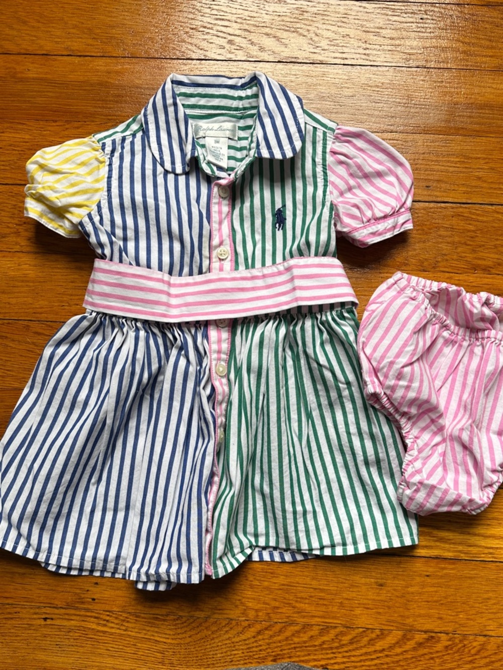 Polo Ralph Lauren Multicolor Striped Polo Dress with Pink Bloomer